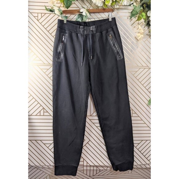 Marc By Marc Jacobs Men's Black Sweat Shorts Lamb Leather Patches Zip Pocket Med - Picture 1 of 10